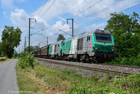 BB 75400 en UM Train St Germain des Fossés St Pierre des Corps pour cette UM de BB 75400 avec une rame variée